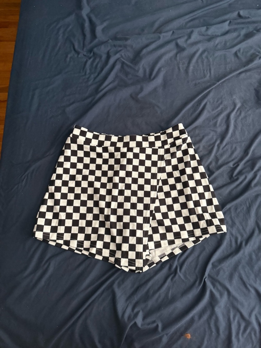 High-Waist Black & White Checkered Women’s Shorts